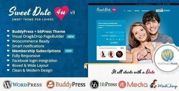 Read more about the article Sweet Date – More than a WordPress Dating Theme