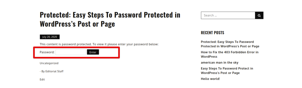 Easy Steps To Password Protected in WordPress’s Post or Page 