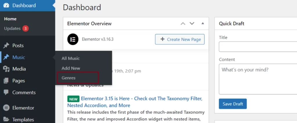 Recently Created Custom Taxonomy in WordPress 